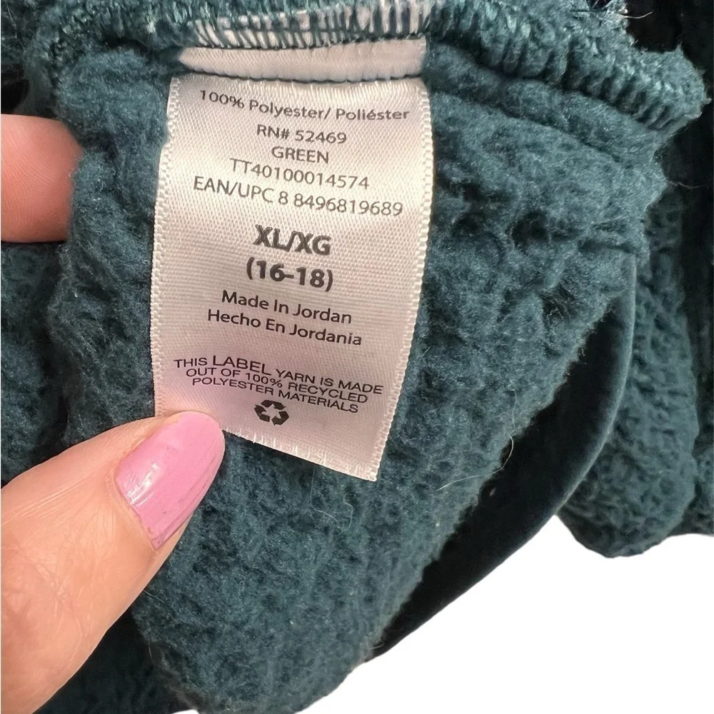 Teal/Green Sherpa pull over size XL half zip Fleece - Picture 4 of 5